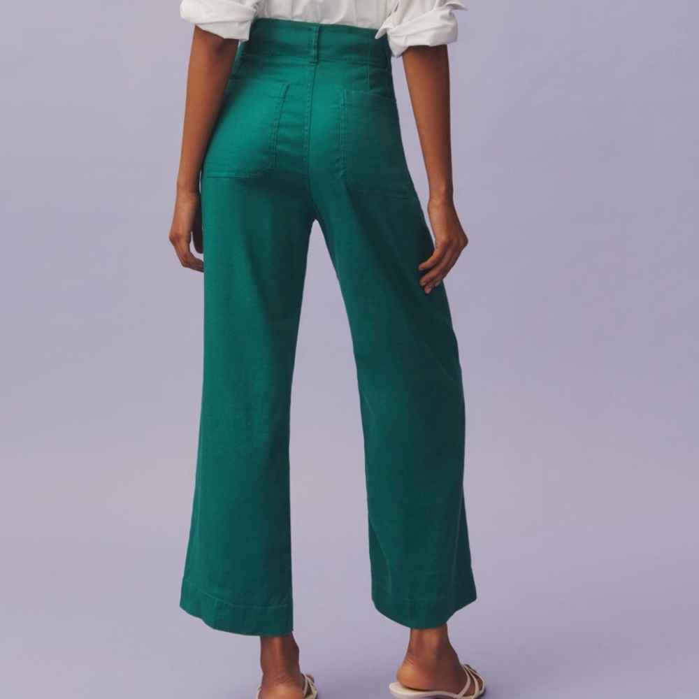 Anthropologie The Colette Linen Blend Crop Wide-Leg Pants by Maeve Size 30 - Picture 2 of 16